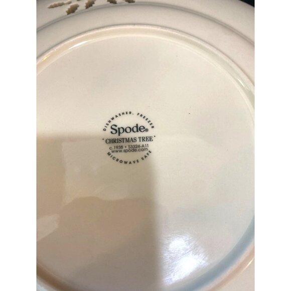 Spode Christmas Tree 9" Red Rimmed, Pierced Luncheon Plate - Picture 6 of 6